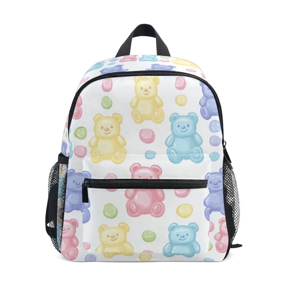 FORMRS School Backpack with Front Zippered Pocket 12" Student Travel Daypack, Colorful Gummy Bears Pattern
