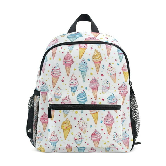FORMRS School Backpack with Front Zippered Pocket 12" Student Travel Daypack, Colorful Ice Cream Pattern