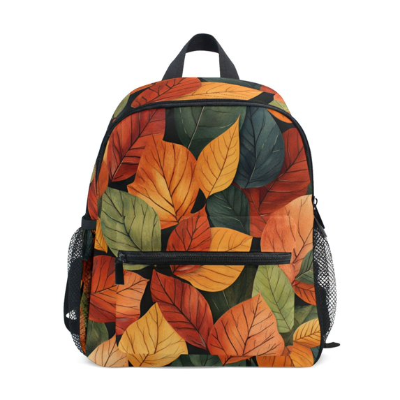 FORMRS School Backpack with Front Zippered Pocket 12" Student Travel Daypack, Colorful Leaves