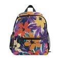 thumbnail image 1 of FORMRS School Backpack with Front Zippered Pocket 12" Student Travel Daypack, Colorful Painted Flowers Pattern, 1 of 6