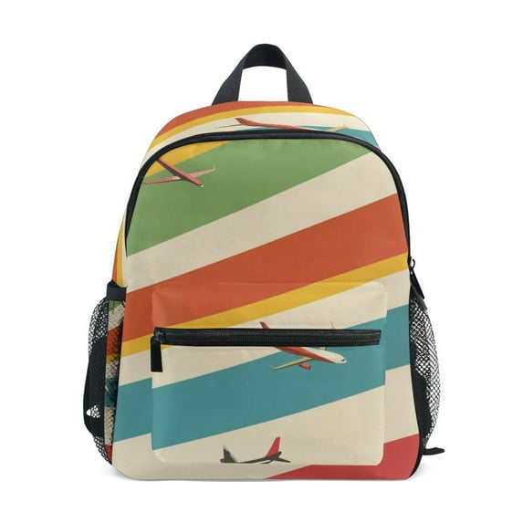 FORMRS School Backpack with Front Zippered Pocket 12" Student Travel Daypack, Colorful Plane