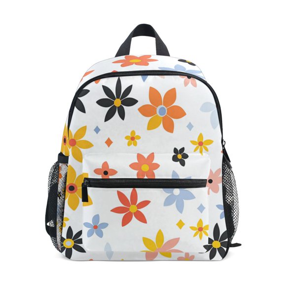 FORMRS School Backpack with Front Zippered Pocket 12" Student Travel Daypack, Colorful Retro Floral