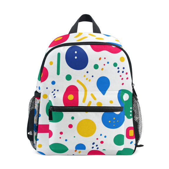 FORMRS Kids School Backpack with Front Zippered Pocket 12" Student Travel Daypack, Colorful Round