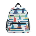 thumbnail image 1 of FORMRS School Backpack with Front Zippered Pocket 12" Student Travel Daypack, Colorful Sailboats, 1 of 6