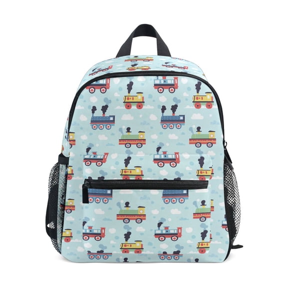 FORMRS Kids School Backpack with Front Zippered Pocket 12" Student Travel Daypack, Colorful Trains
