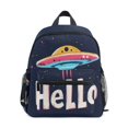 thumbnail image 1 of FORMRS School Backpack with Front Zippered Pocket 12" Student Travel Daypack, Colorful UFO, 1 of 6