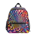 thumbnail image 1 of FORMRS School Backpack with Front Zippered Pocket 12" Student Travel Daypack, Colorful Wavy Plaid, 1 of 6