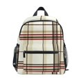 thumbnail image 1 of FORMRS School Backpack with Front Zippered Pocket 12" Student Travel Daypack, Cream Plaid, 1 of 6