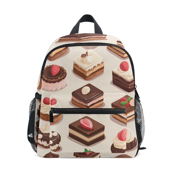 FORMRS School Backpack with Front Zippered Pocket 12" Student Travel Daypack, Cute Chocolate Cakes