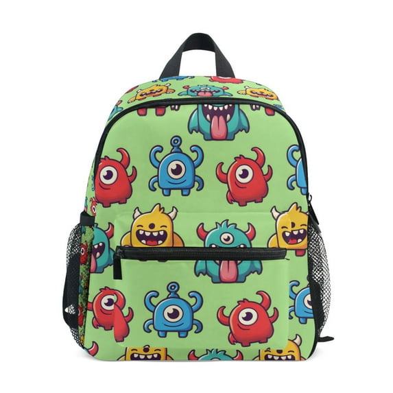 FORMRS School Backpack with Front Zippered Pocket 12" Elementary Student Travel Daypack, Cute Monsters Pattern