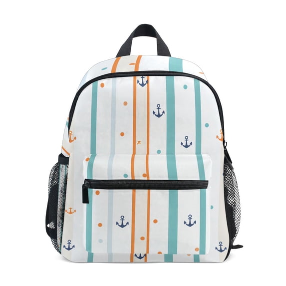 FORMRS Kids School Backpack with Front Zippered Pocket 12" Student Travel Daypack, Cute Nautical Pattern