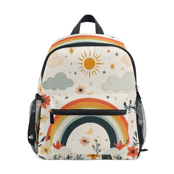FORMRS School Backpack with Front Zippered Pocket 12" Student Travel Daypack, Cute Rainbow