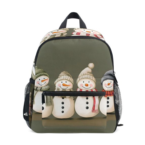 FORMRS Kids School Backpack with Front Zippered Pocket 12" Student Travel Daypack, Cute Snowmen