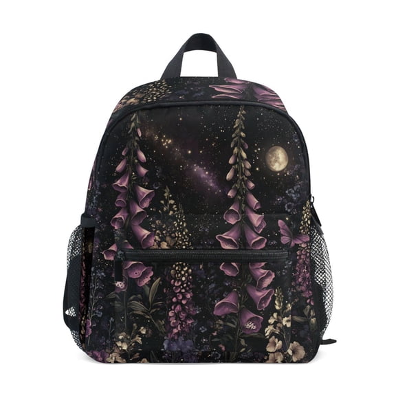 FORMRS School Backpack with Front Zippered Pocket 12" Student Travel Daypack, Dark Gothic Floral