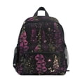 thumbnail image 1 of FORMRS School Backpack with Front Zippered Pocket 12" Elementary Student Travel Daypack, Dark Purple Floral Pattern, 1 of 6