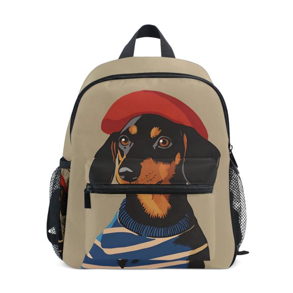 FORMRS School Backpack with Front Zippered Pocket 12" Student Travel Daypack, Dog Artist