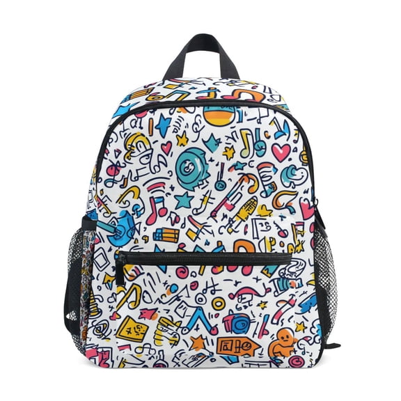 FORMRS School Backpack with Front Zippered Pocket 12" Student Travel Daypack, Doodle Pattern
