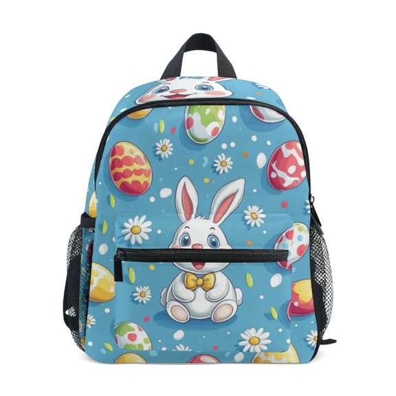 FORMRS School Backpack with Front Zippered Pocket 12" Student Travel Daypack, Easter Bunny Pattern