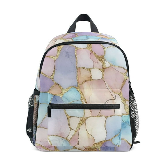 FORMRS School Backpack with Front Zippered Pocket 12" Student Travel Daypack, Elegant Marble Pattern
