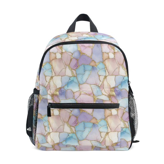 FORMRS Kids School Backpack with Front Zippered Pocket 12" Student Travel Daypack, Elegant Marble Pattern