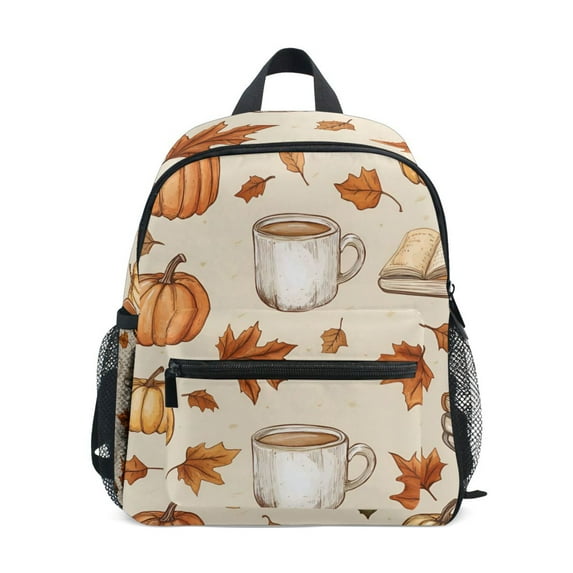 FORMRS School Backpack with Front Zippered Pocket 12" Student Travel Daypack, Fall Mug Pattern
