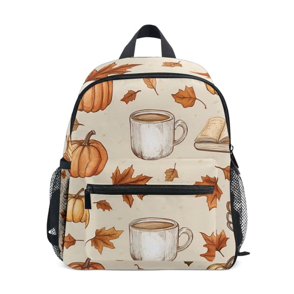 FORMRS School Backpack with Front Zippered Pocket 12" Student Travel Daypack, Fall Mug Pattern