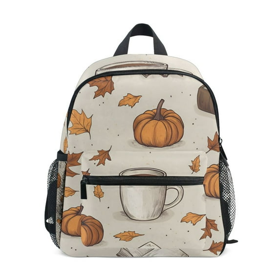 FORMRS School Backpack with Front Zippered Pocket 12" Student Travel Daypack, Fall Pumpkin Pattern