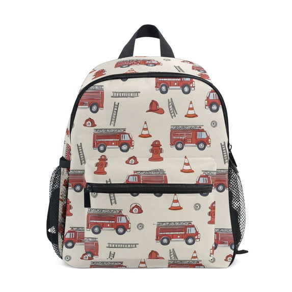 FORMRS Kids School Backpack with Front Zippered Pocket 12" Student Travel Daypack, Fire Truck Pattern