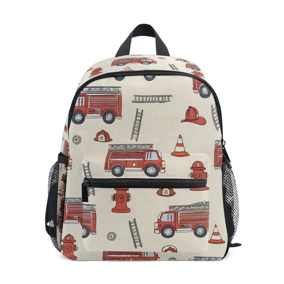 FORMRS School Backpack with Front Zippered Pocket 12" Student Travel Daypack, Fire Truck Pattern
