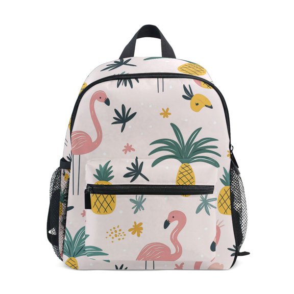 FORMRS School Backpack with Front Zippered Pocket 12" Student Travel Daypack, Flamingo Pattern