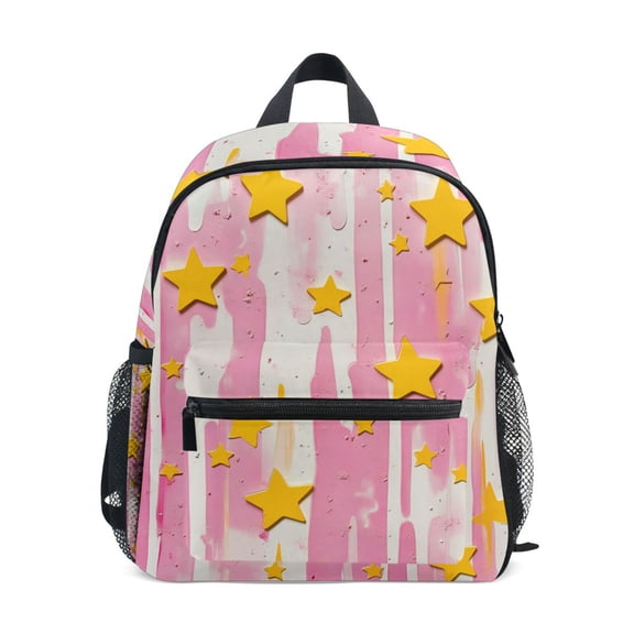 FORMRS School Backpack with Front Zippered Pocket 12" Student Travel Daypack, Flat Yellow Stars