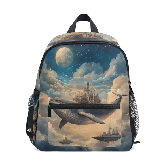 FORMRS School Backpack with Front Zippered Pocket 12" Elementary Student Travel Daypack, Floating Whale