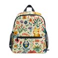 thumbnail image 1 of FORMRS Kids School Backpack with Front Zippered Pocket 12" Student Travel Daypack, Floral Animals, 1 of 6