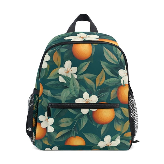 FORMRS School Backpack with Front Zippered Pocket 12" Student Travel Daypack, Floral Orange Pattern
