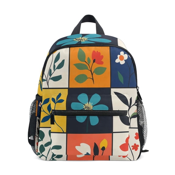 FORMRS School Backpack with Front Zippered Pocket 12" Student Travel Daypack, Floral Patterns