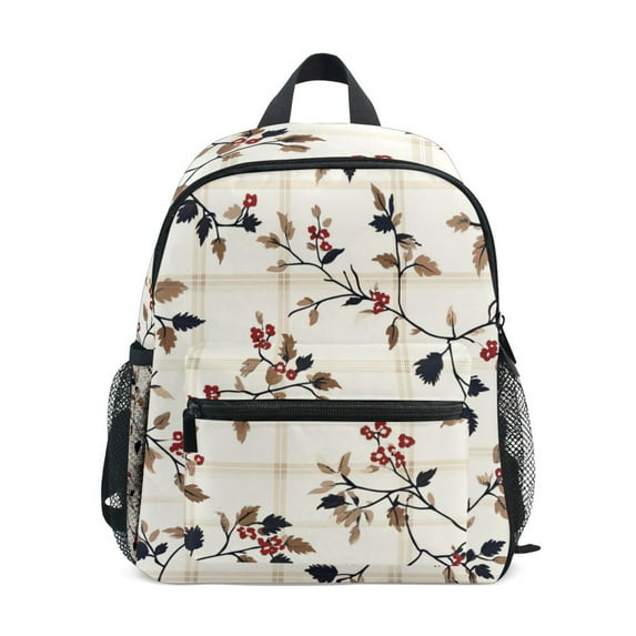 FORMRS School Backpack with Front Zippered Pocket 12" Student Travel Daypack, Floral Plaid
