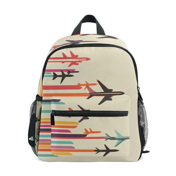 FORMRS School Backpack with Front Zippered Pocket 12" Elementary Student Travel Daypack, Flying Planes