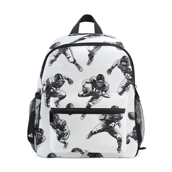 FORMRS School Backpack with Front Zippered Pocket 12" Student Travel Daypack, Football Player Pattern