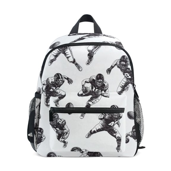 FORMRS School Backpack with Front Zippered Pocket 12" Student Travel Daypack, Football Player Pattern