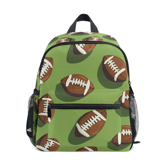 FORMRS School Backpack with Front Zippered Pocket 12" Elementary Student Travel Daypack, Game Day Footballs