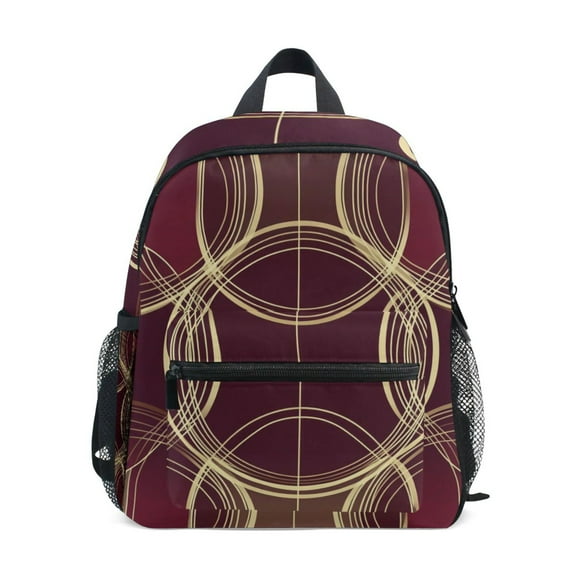 FORMRS School Backpack with Front Zippered Pocket 12" Student Travel Daypack, Gold Abstract Pattern