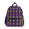 thumbnail image 1 of FORMRS Kids School Backpack with Front Zippered Pocket 12" Student Travel Daypack, Gold and Green Floral Pattern, 1 of 6