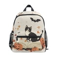 thumbnail image 1 of FORMRS School Backpack with Front Zippered Pocket 12" Elementary Student Travel Daypack, Gray Cartoon Halloween Cat, 1 of 6