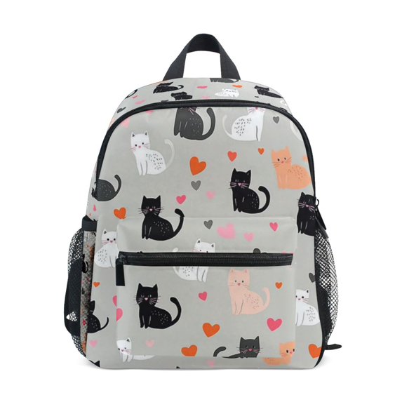 FORMRS School Backpack with Front Zippered Pocket 12" Student Travel Daypack, Gray Cartoon Pattern