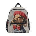 thumbnail image 1 of FORMRS School Backpack with Front Zippered Pocket 12" Student Travel Daypack, Gray Dog Artist, 1 of 6