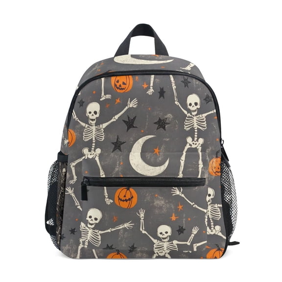 FORMRS School Backpack with Front Zippered Pocket 12" Student Travel Daypack, Gray Halloween Skeleton