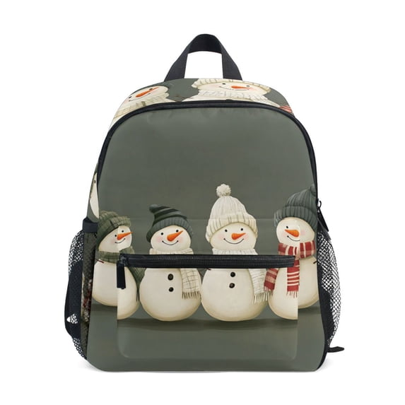 FORMRS School Backpack with Front Zippered Pocket 12" Student Travel Daypack, Gray Snowmen