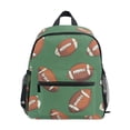 thumbnail image 1 of FORMRS Kids School Backpack with Front Zippered Pocket 12" Student Travel Daypack, Green American Footballs, 1 of 6