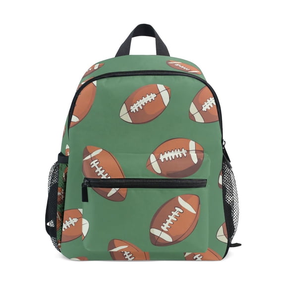 FORMRS Kids School Backpack with Front Zippered Pocket 12" Student Travel Daypack, Green American Footballs