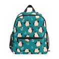 thumbnail image 1 of FORMRS Kids School Backpack with Front Zippered Pocket 12" Student Travel Daypack, Green Cartoon Penguin Pattern, 1 of 6